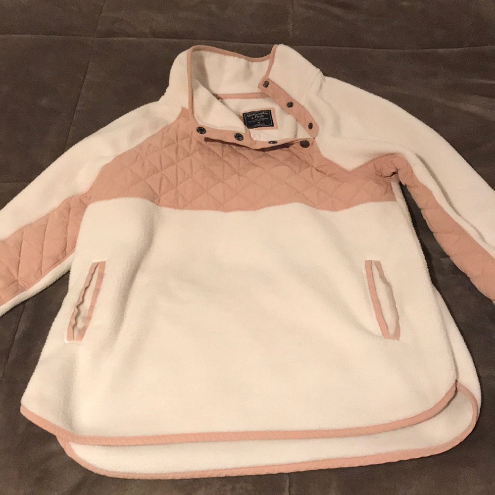 Gorgeous pink and ivory fleece button up